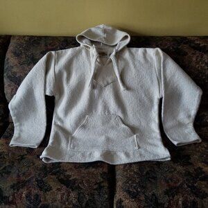 Hoodie, natural, thick, heavy cotton, neck ties, pouch, M, L, unisex Earth Ragz